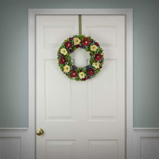 18" Red & Cream Floral Wreath